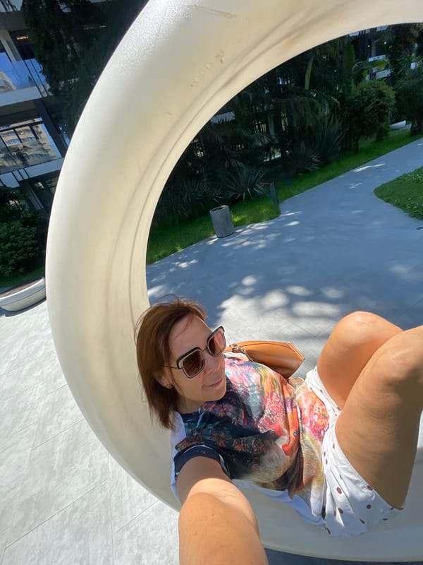 Woman enjoys sunny resort day in Sochi, Russia