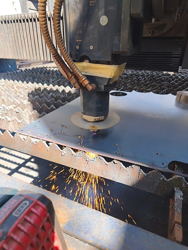 Laser cutting machine operates on metal in Pleven industrial facility