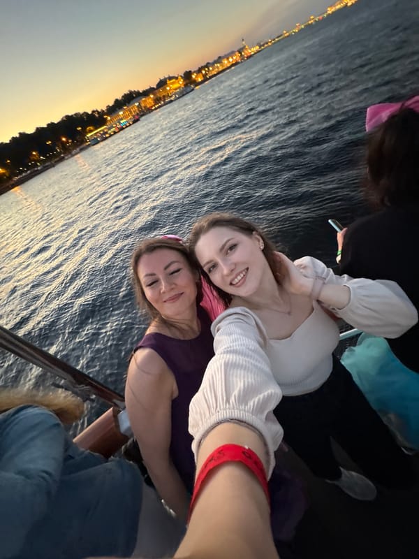 Saint Petersburg's white night embankments, midsummer evening