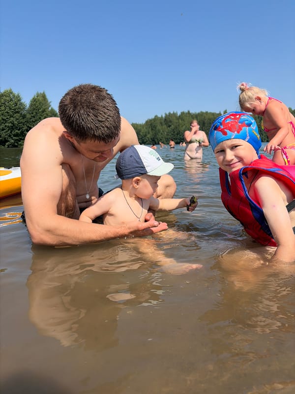 Sunny lake day in Chernushka, Russia