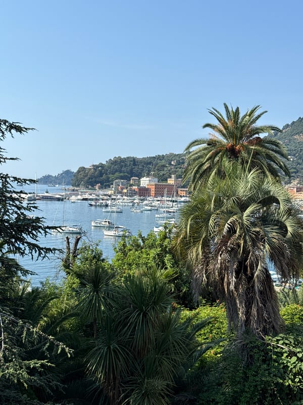 Calm morning at Santa Margherita Ligure's sailboat-filled harbor