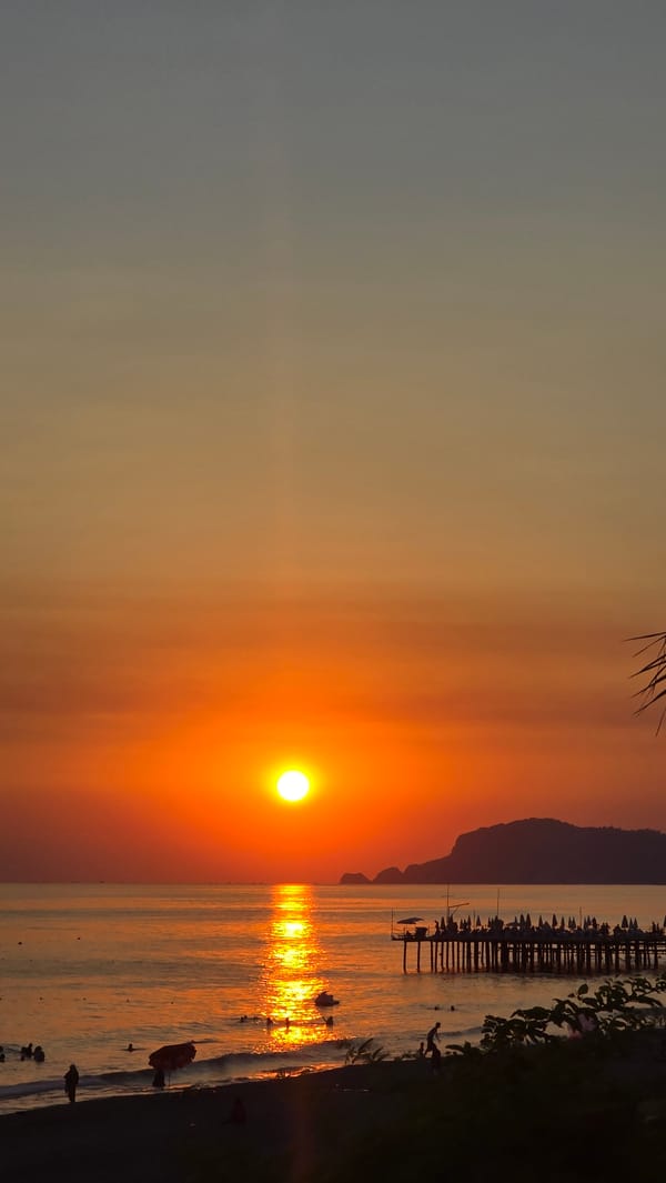 Golden sunset over the sea off Alanya, Turkey