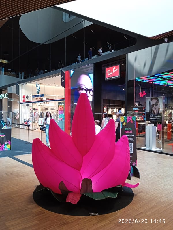 Porsche showroom and inflatable art at Milan's CityLife mall