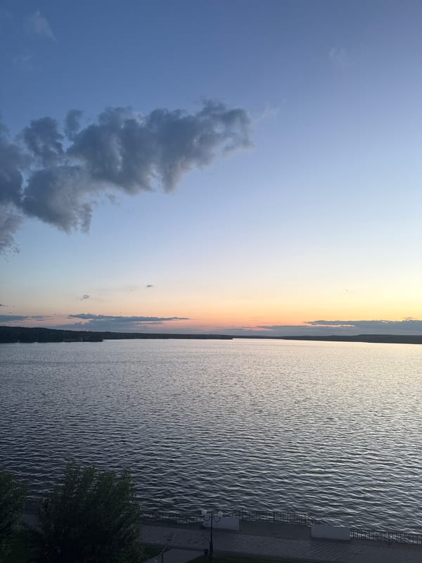 Twilight scene captured over Votkinsk Reservoir in Russia