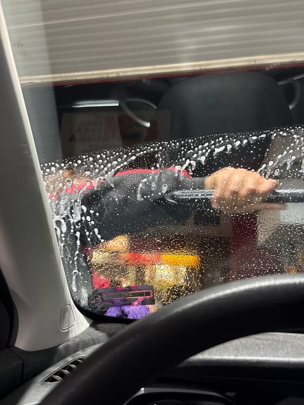 Vehicle journey through Mexican towns includes car wash, gas station