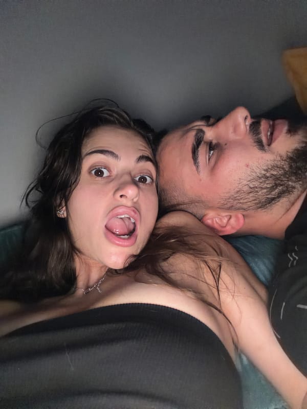 Casual couch hangout, selfies and all