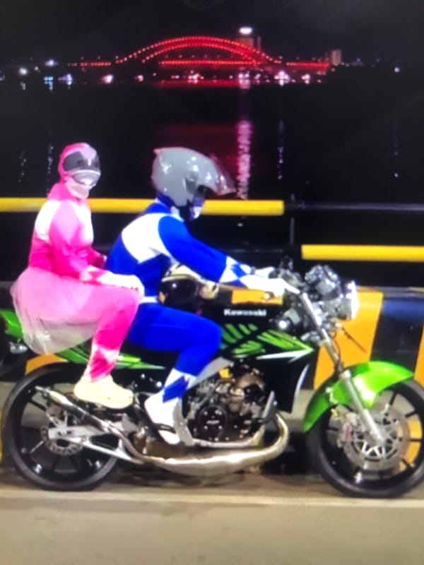 Power Rangers motorcyclists, toilet aquarium spotted in Indonesian city