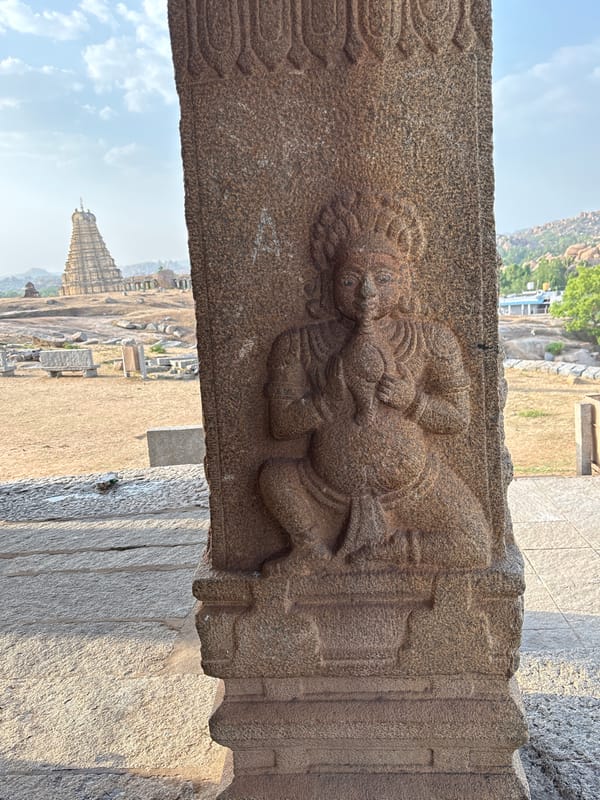 Ancient temple carvings documented in Hampi, India