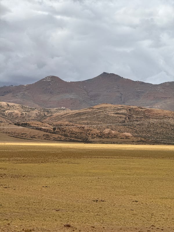 Vehicle travels through golden grasslands near Kela Township mountains
