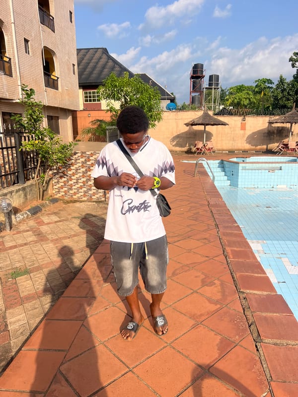 Young man photographed at empty pool in Nkpor, Nigeria