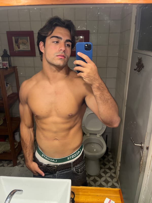 Man takes bathroom selfies in Avellaneda, Argentina