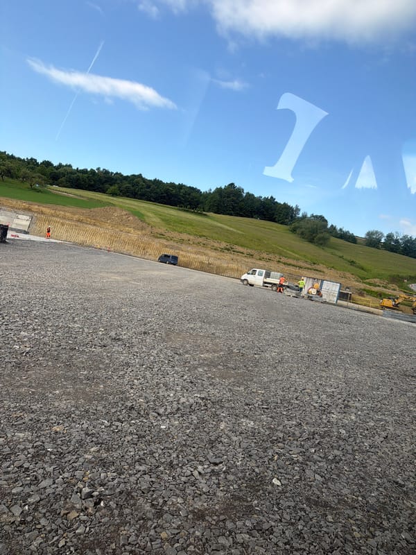 Construction site operations documented in Stróża, Poland
