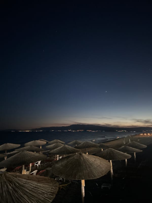 Evening beach visit and dining at Ofrynio Beach, Greece
