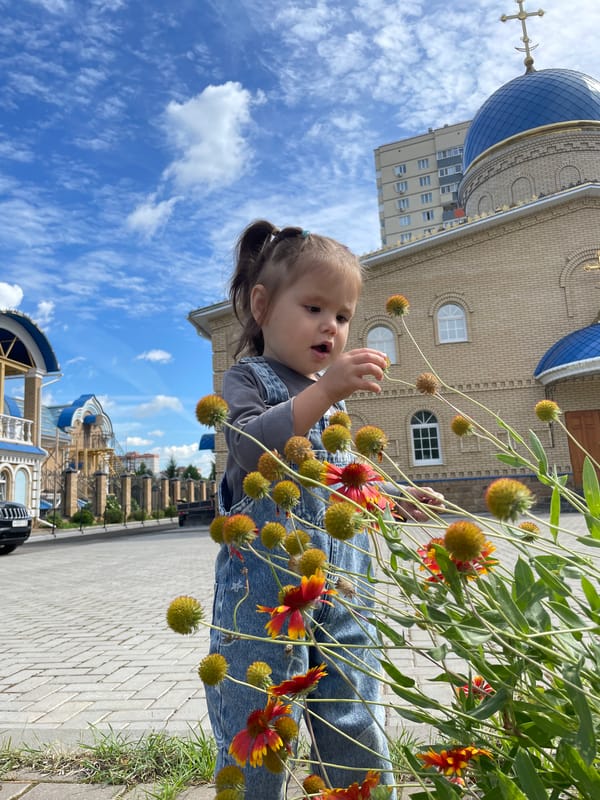 Summer morning stroll near an Orthodox church in Izhevsk