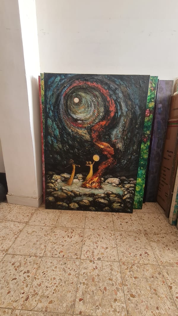 Stack of paintings with vortex artwork spotted in Rishon LeZion