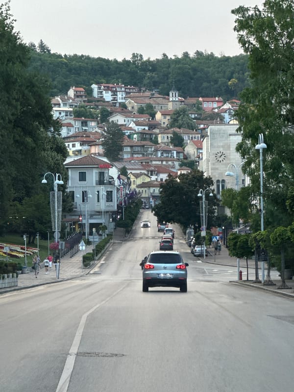 Exotic cars parked on rainy streets in Veliko Tarnovo