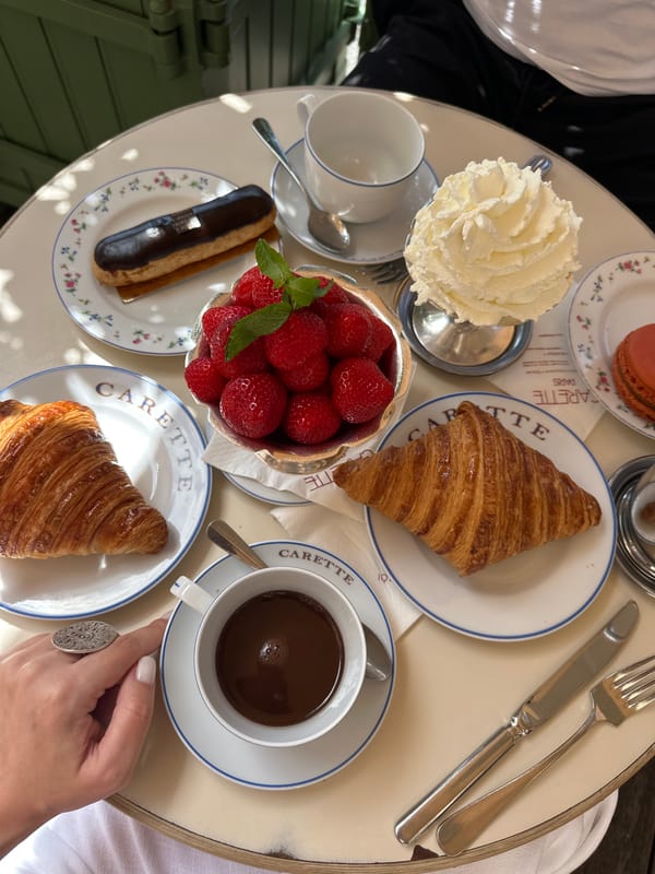 Morning cafe visit and park leisure at Place des Vosges