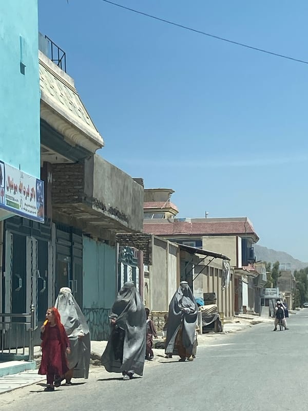 Everyday street life in Kandahar's commercial district