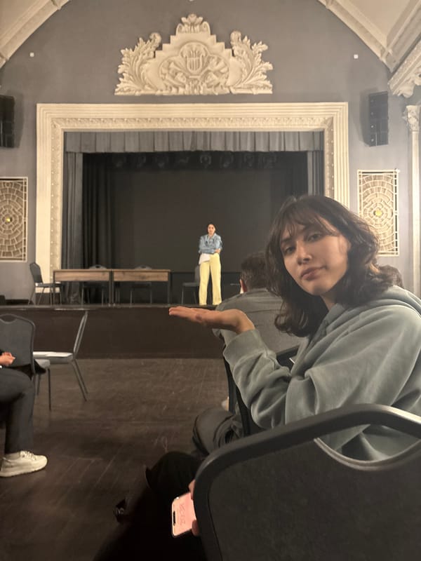 Theater rehearsal documented in historic Kaliningrad performance hall