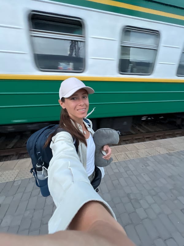 Boarding a sleeper train at Samarkand station