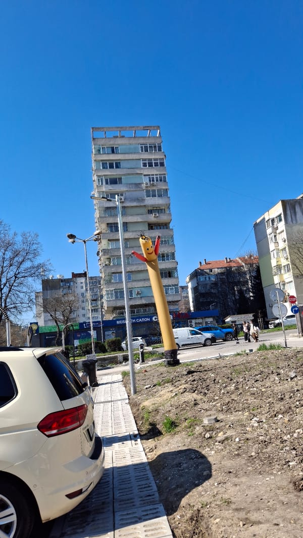 Man photographed against blue sky in Varna, Bulgaria