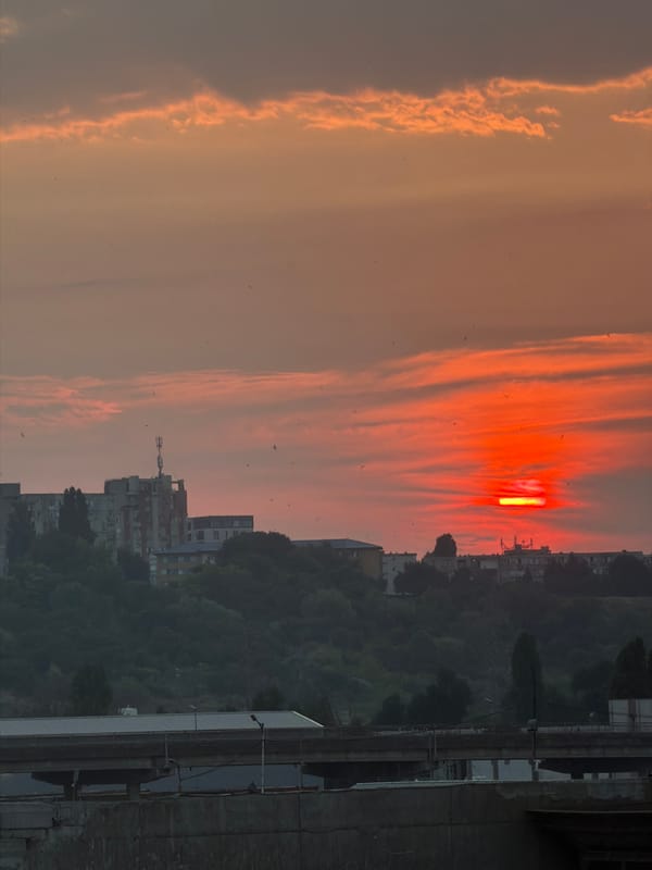 Constanța port and skyline at golden hour