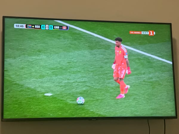 Sofia evening: football on TV, bulldog naps, toast and a walk