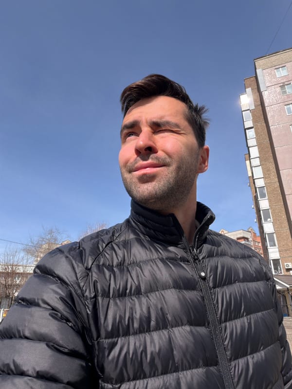 Man photographed outdoors in early morning Krasnoyarsk