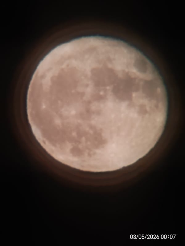 Evening moon observation and study session documented May 2