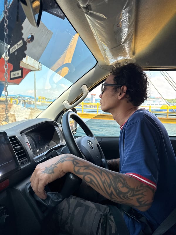 Early morning ferry crossing documented in Ketapang, Indonesia