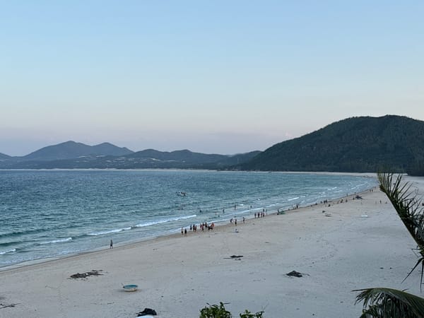 Sunset over Song Cau's beach and skyline, Vietnam