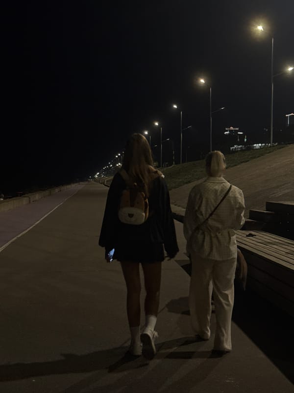 Evening stroll with dog captured near Nizhny Novgorod carnival