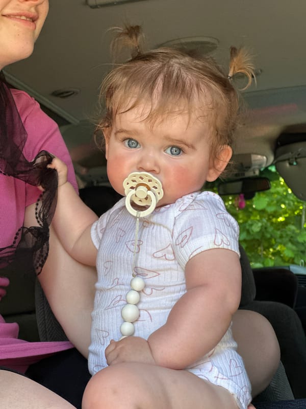 Baby girl observed during car journey in Grünberg, Germany