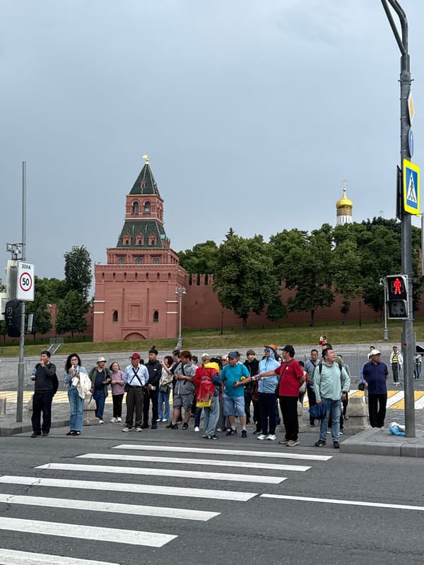 Red Square tourism selfies with St. Basil's Cathedral backdrop