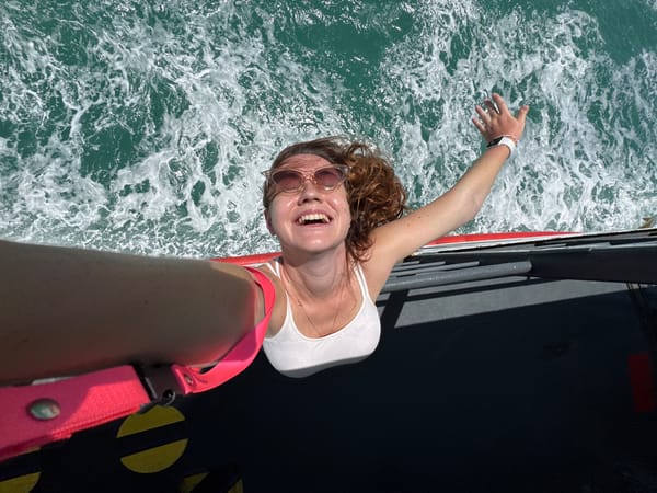 Laughing selfie moment somewhere along the Thai coast