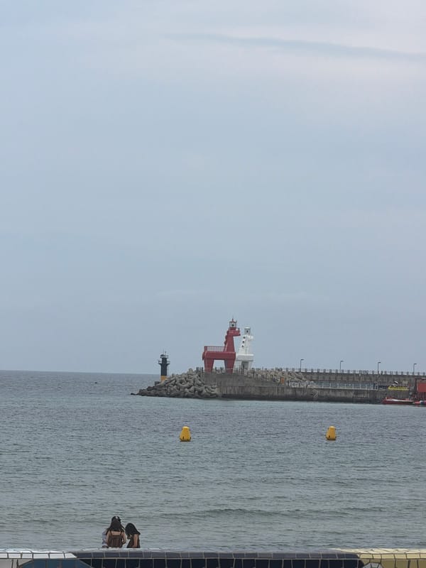 Cloudy morning along Jeju City's coastal strip