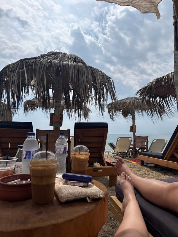 Morning documentation of beachside cafe in Nea Vrasna, Greece