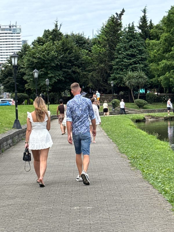 A relaxed morning wander through a park and waterfront area.