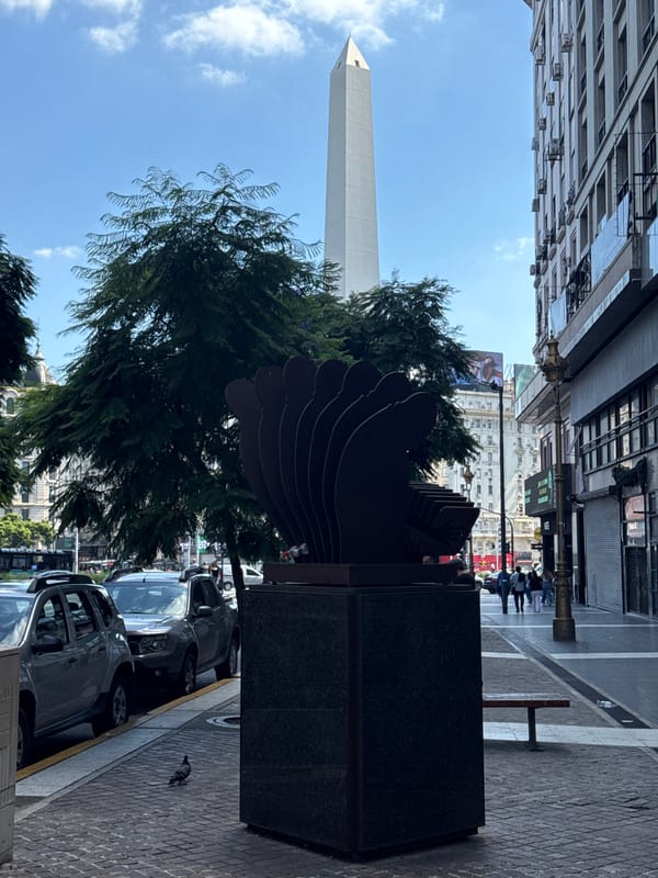 Dark sculpture spotted on Buenos Aires sidewalk