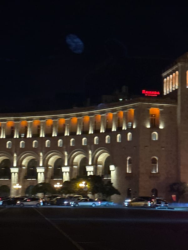 Nighttime street scenes documented in Yerevan, Armenia
