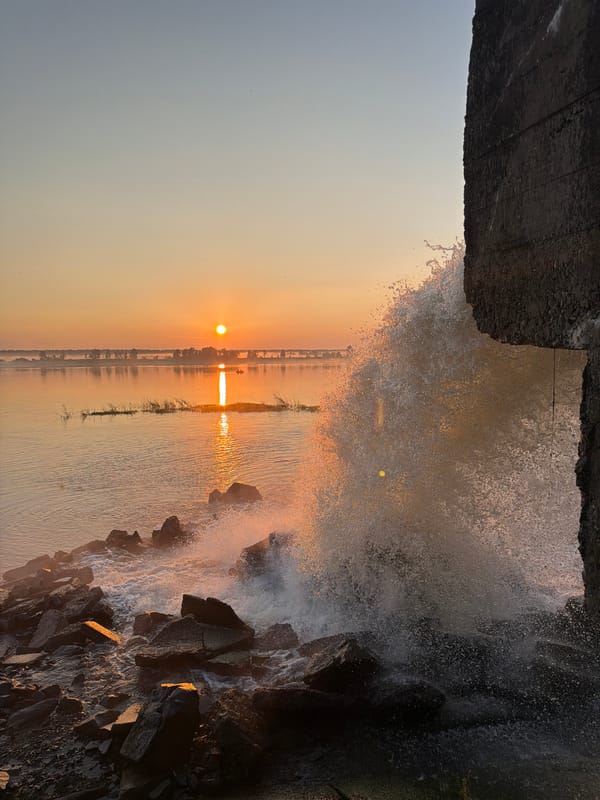 Dawn fishing session by the water in Chernushka, Russia