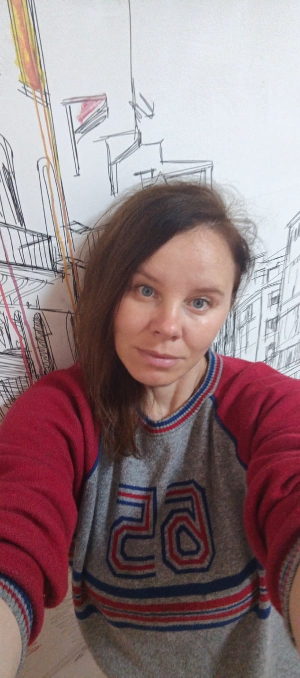 Morning at home and around Chaikovsky with a fluffy dog