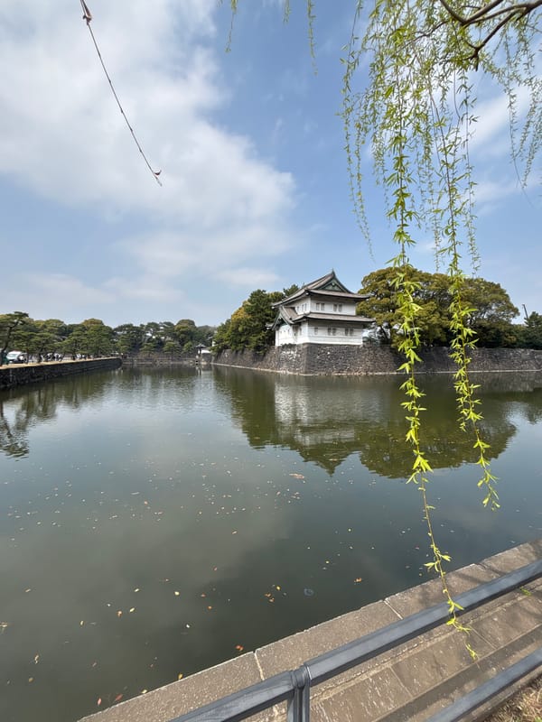 Traditional building reflected in Chiyoda moat captured