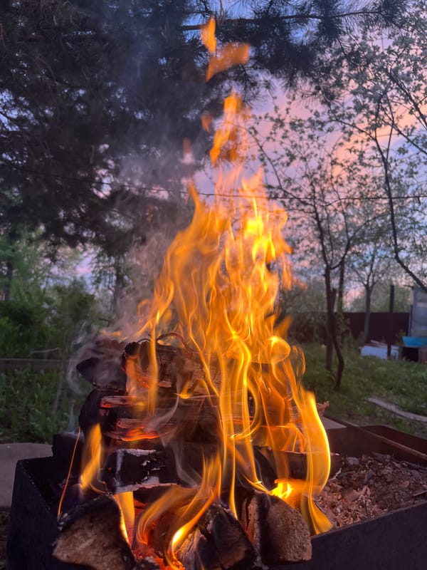 Outdoor barbecue fire observed burning in Samara, Russia