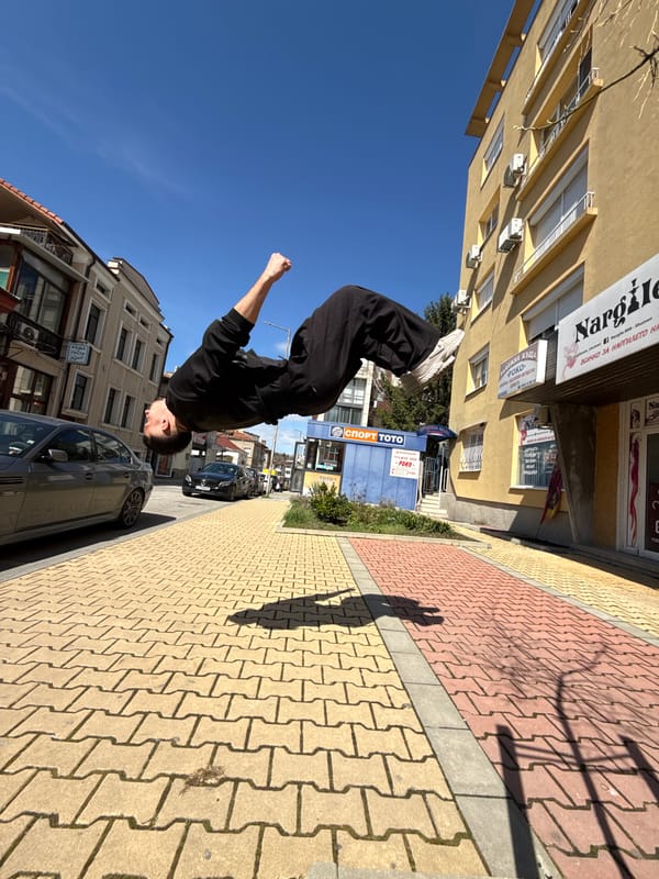 Person performs backflip in Shumen city center
