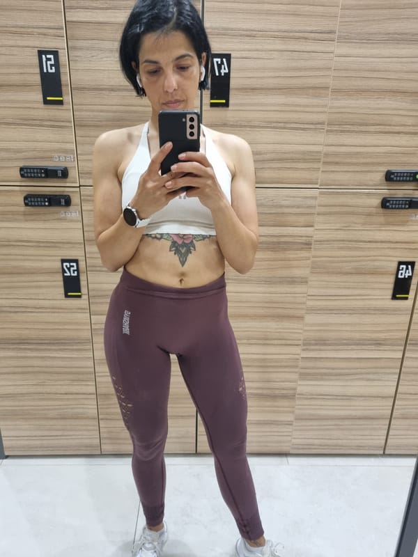 Woman takes early morning selfie in Plovdiv locker room