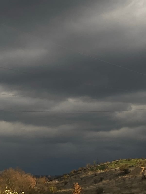Dark storm clouds gather over Blagoevgrad, Bulgaria