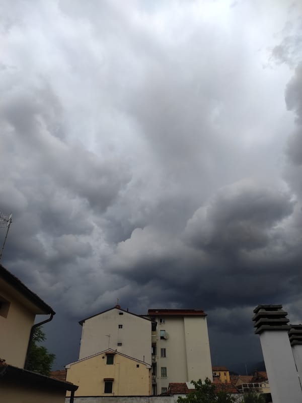 Stormy skies and soup lunch documented in Prato, Italy