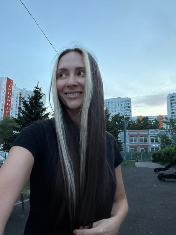 Woman takes selfie in Moscow residential area