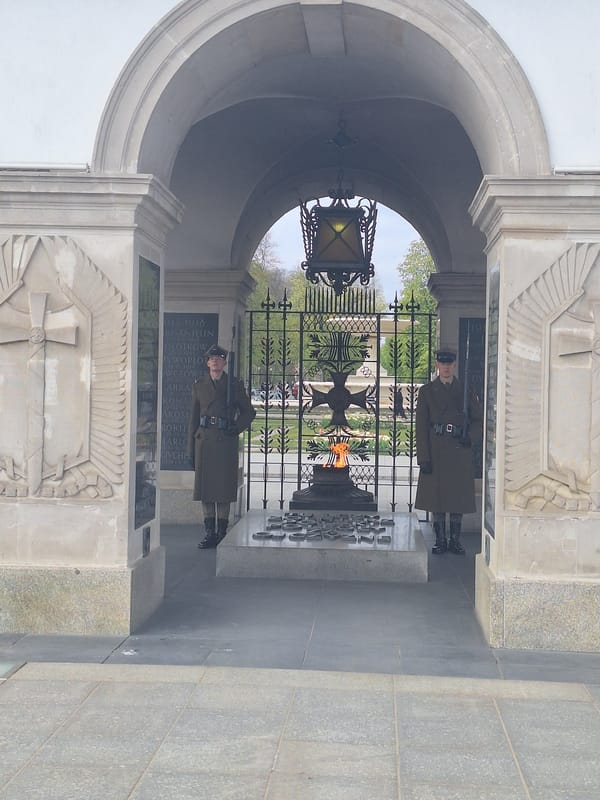 Solemn moment captured at Warsaw's Tomb of Unknown Soldier